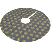 Jupon De Sapin En Polyester Brossé Noël Gold Snowflake Motif Bleu foncé (Angle)