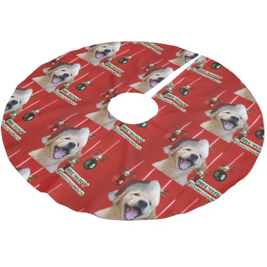 Jupon De Sapin En Polyester Brossé Noël Golden Retriever (Angle)