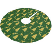 Jupon De Sapin En Polyester Brossé Noël Green Gold Reindeder Xmas Tree Snowflake (Angle)