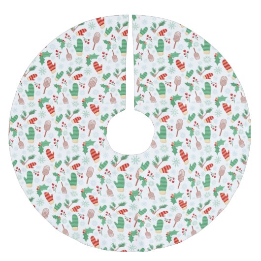 Jupon De Sapin En Polyester Brossé Noël hiver Mittens & Holly (Devant)