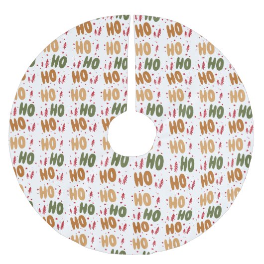 Jupon De Sapin En Polyester Brossé Noël Ho Ho Ho (Devant)