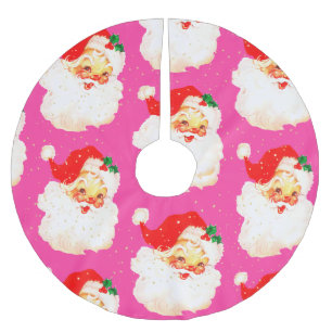 Jupon De Sapin En Polyester Brossé Noël Jolly Père Noël rose Vintage