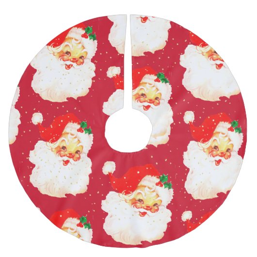 Jupon De Sapin En Polyester Brossé Noël Jolly Santa Claus Rouge (Devant)
