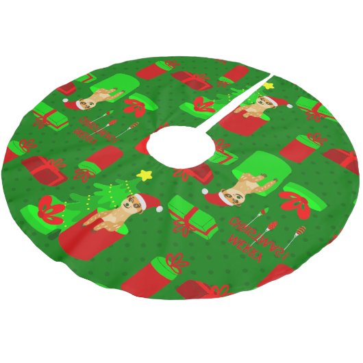 Jupon De Sapin En Polyester Brossé noël meerkat père Noël (Angle)