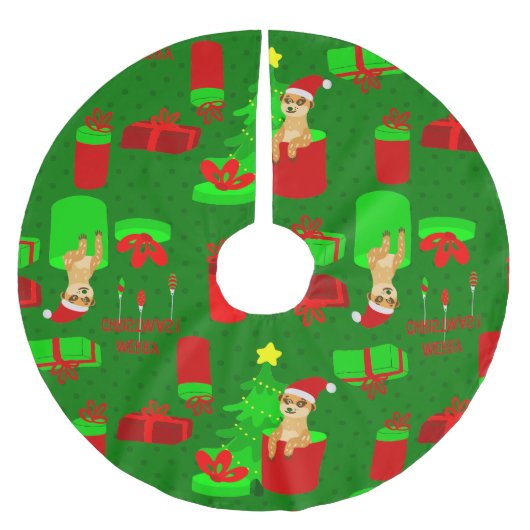 Jupon De Sapin En Polyester Brossé noël meerkat père Noël (Devant)