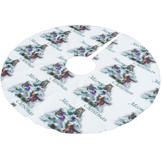 Jupon De Sapin En Polyester Brossé Noël Meowy (Angle)