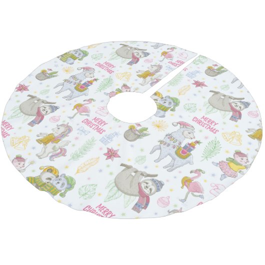 Jupon De Sapin En Polyester Brossé Noël mignon (Angle)