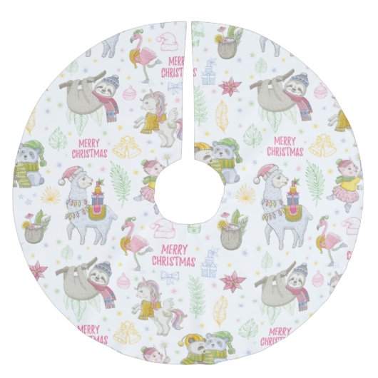 Jupon De Sapin En Polyester Brossé Noël mignon (Devant)