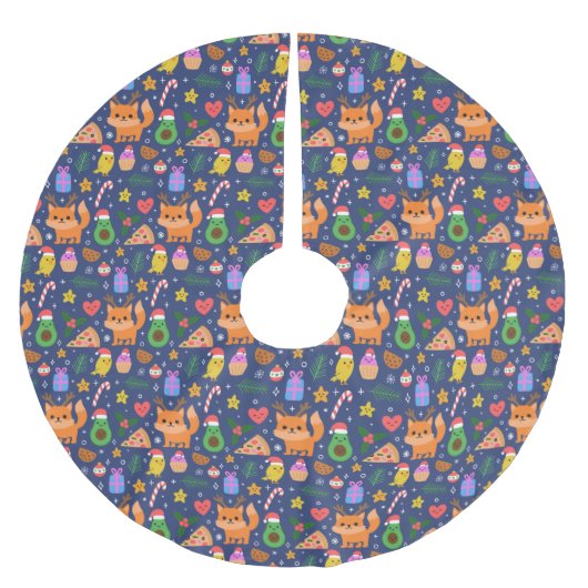 Jupon De Sapin En Polyester Brossé Noël mignon (Devant)