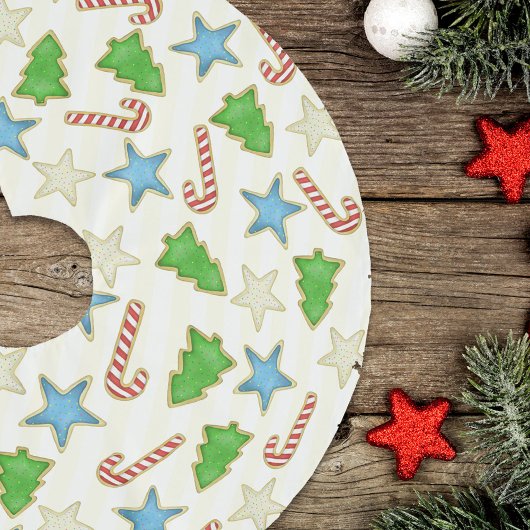 Jupon De Sapin En Polyester Brossé Noël Mignonne vacances Whimsical Cookie Coutouts