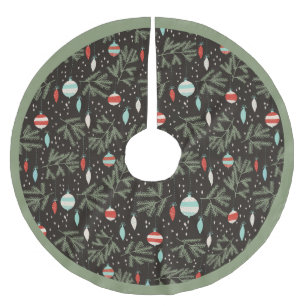 Jupon De Sapin En Polyester Brossé Noël modelé par rouge vintage de noir d'ornement