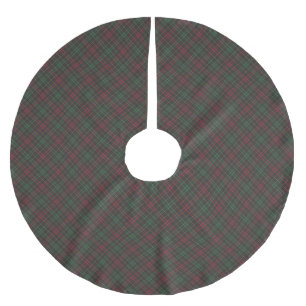 Jupon De Sapin En Polyester Brossé Noël noir rouge vert plaid motif diagonal