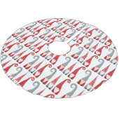 Jupon De Sapin En Polyester Brossé Noël Nordique Gnomes Rouge Blanc Gris Motif (Angle)