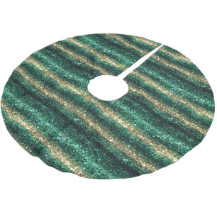 Jupon De Sapin En Polyester Brossé Noël Pailleté Vert Or