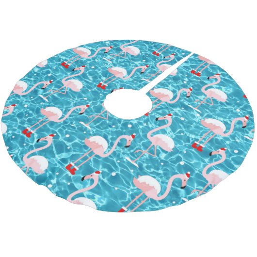 Jupon De Sapin En Polyester Brossé Noël père Noël flamant (Angle)