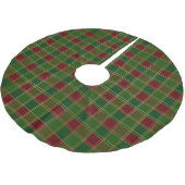 Jupon De Sapin En Polyester Brossé Noël plaid bordeaux or vert élégant (Angle)