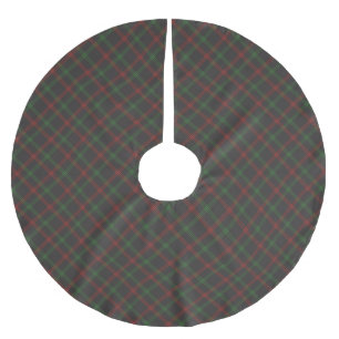 Jupon De Sapin En Polyester Brossé Noël plaid noir rouge vert motif diagonal