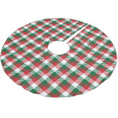 Jupon De Sapin En Polyester Brossé Noël plaid rouge blanc vert motif (Angle)