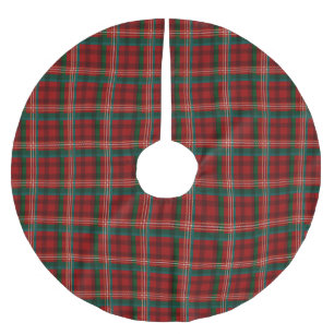 Jupon De Sapin En Polyester Brossé Noël plaid rouge turquoise tartan traditionnel
