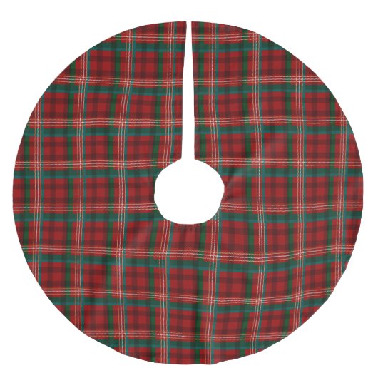 Jupon De Sapin En Polyester Brossé Noël plaid rouge turquoise tartan traditionnel (Devant)