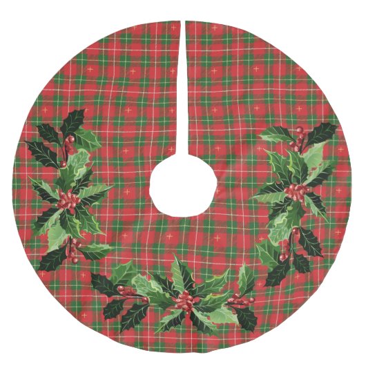 Jupon De Sapin En Polyester Brossé Noel Plat Irlandais Rouge (Devant)
