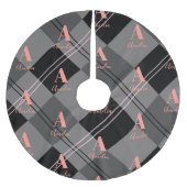 Jupon De Sapin En Polyester Brossé Noël Plat Monogramme gris rose noir (Devant)
