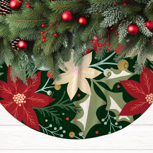 Jupon De Sapin En Polyester Brossé Noël Poinsettia et houx festifs