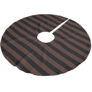 Jupon De Sapin En Polyester Brossé Noël Rayures parallèles marron noir