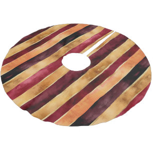 Jupon De Sapin En Polyester Brossé Noël rayures pêche or Bourgogne