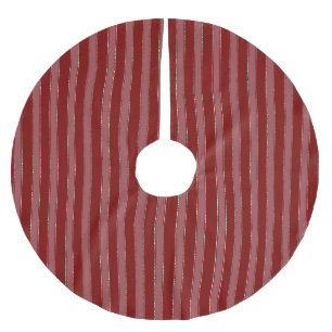 Jupon De Sapin En Polyester Brossé Noël Rayures Rouges Or