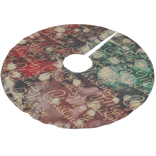 Jupon De Sapin En Polyester Brossé Noël Red Green Gold griffes (Angle)