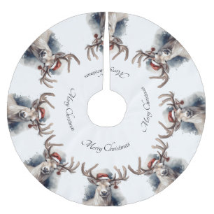 Jupon De Sapin En Polyester Brossé Noël Renne Rustique, personnalisé