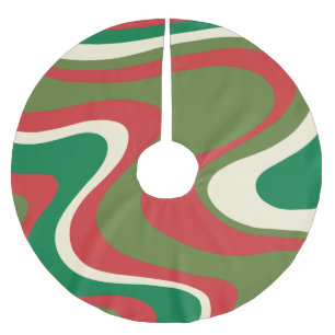 Jupon De Sapin En Polyester Brossé Noël Rétro Moderne Tourbillons Abstraits 
