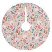 Jupon De Sapin En Polyester Brossé Noël Retro Pastel (Devant)