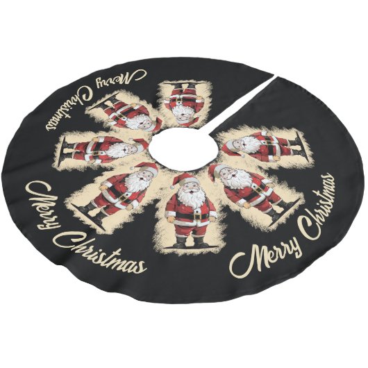 Jupon De Sapin En Polyester Brossé Noël Retro Père Noël (Angle)