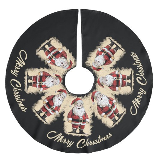 Jupon De Sapin En Polyester Brossé Noël Retro Père Noël (Devant)