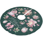 Jupon De Sapin En Polyester Brossé Noël rétro rose (Angle)