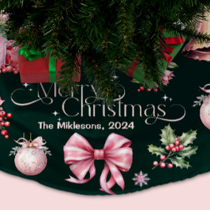 Jupon De Sapin En Polyester Brossé Noël rétro rose