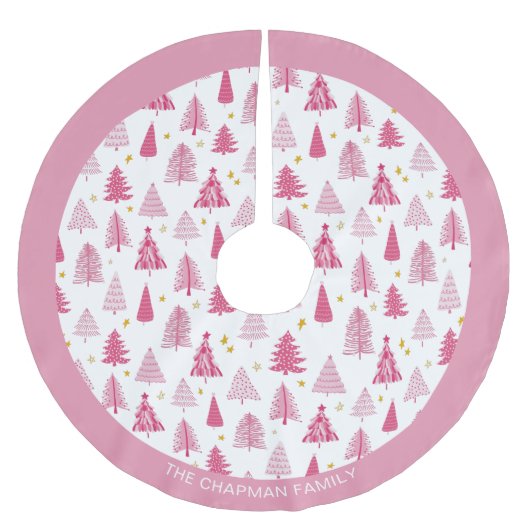 Jupon De Sapin En Polyester Brossé Noël rose (Devant)