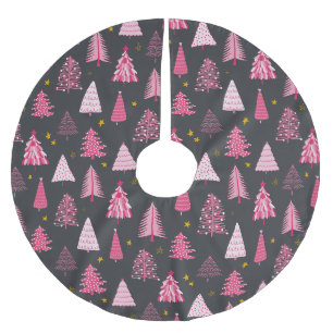 Jupon De Sapin En Polyester Brossé Noël rose et gris moderne