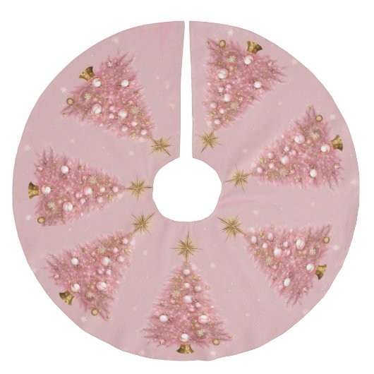 Jupon De Sapin En Polyester Brossé Noël rose or (Devant)