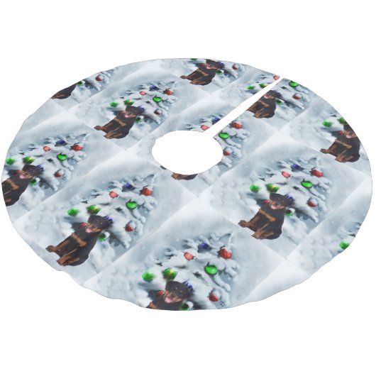 Jupon De Sapin En Polyester Brossé Noël Rottweiler (Angle)