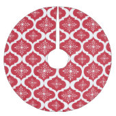 Jupon De Sapin En Polyester Brossé Noël Rouge Blanc Snowflakes Lattice Motif (Devant)