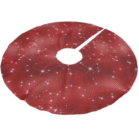 Jupon De Sapin En Polyester Brossé Noël rouge étincelant (Angle)