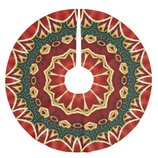 Jupon De Sapin En Polyester Brossé Noël Rouge Férié (Devant)