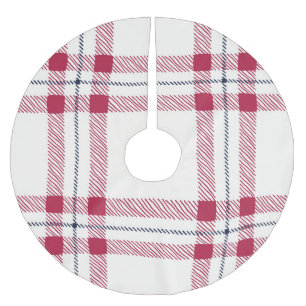 Jupon De Sapin En Polyester Brossé Noël Rouge & Noir Plaid Farmhouse Country Cute
