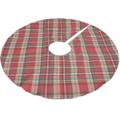 Jupon De Sapin En Polyester Brossé Noël rouge rustique plaid (Angle)