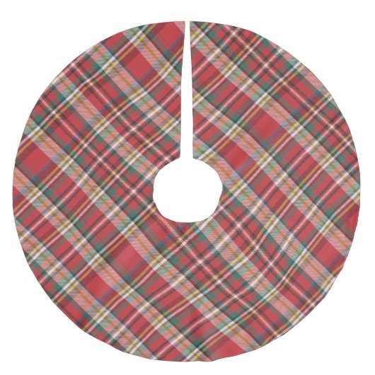 Jupon De Sapin En Polyester Brossé Noël rouge rustique plaid (Devant)