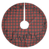 Jupon De Sapin En Polyester Brossé Noël Rustique, Red Check Plaid, (Devant)
