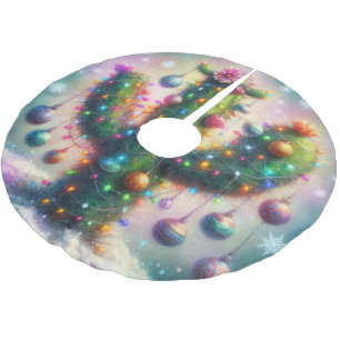 Jupon De Sapin En Polyester Brossé Noël Saguaro Arbre Cactus Whimsical Turquoise rose